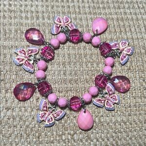 Pink Butterfly Charm Bracelet
